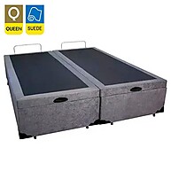 Cama Box Baú Queen Bipartido Suede Cinza 158x198: Sofisticação e Conforto - imagem 2