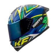 Capacete Moto Fechado Bieffe B-12 KF Azul Metálico/Verde - Viseira Dupla e Conforto Total - imagem 3
