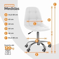 Cadeira Giratória Office Eiffel Botonê Ajustável Branco - Conforto Ergonômico para Home Office - imagem 3