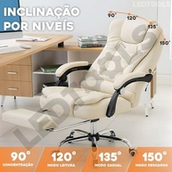 Cadeira de Escritório com 7 Pontos de Massagem - Conforto Premium com Reclínio e Apoio para Pés - imagem 5