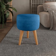 Puff Redondo Estofado Azul-Marinho com Pé Palito - Decore com Estilo e Conforto - imagem 1
