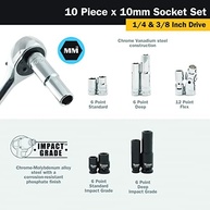 Conjunto de Soquetes Titan 68660: 10 Peças Essenciais 10mm 1/4" e 3/8" - imagem 4
