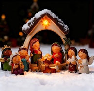 Conjunto de Presépio Infantil 12 Peças com LED - Decoração Natalina para Crianças - imagem 1