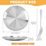 Conjunto de 6 Pratos de Aço Inoxidável 304 - 20cm | Resistentes, Seguros e Reutilizáveis para Crianças e Família - imagem 4