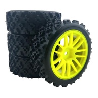 Conjunto 4 Pneus Off-Road Wltoys 71mm Amarelo - Tração e Durabilidade para Escala 1/10 a 1/18 - imagem 1