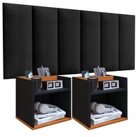 Conjunto Cabeceira Casal Queen 160cm com Mesa de Cabeceira Suspenso Porta Celular Madri (OffWhite/Freijó) - imagem 2