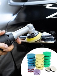 Conjunto de 21 Peças de Mini Almofadas de Polimento Laváveis - Esponja Trapezoidal e Lã Reutilizável para Detalhamento Automotivo - imagem 3