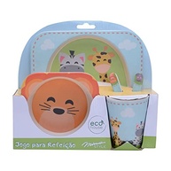 Conjunto para Refeição Infantil Eco-Friendly Safari em Bambu Natural com Estampas de Animais - imagem 2