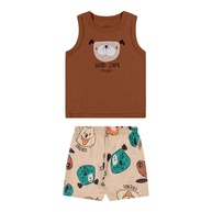 Conjunto Bebê Menino Cachorrinhos Elian: Regata e Bermuda Marrom - imagem 1