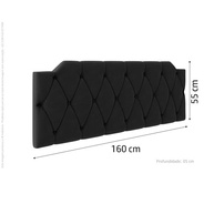 Conjunto Mesa de Cabeceira com Gaveta + Cabeceira Estofada para Cama Queen Size - Design Moderno em Preto - imagem 4