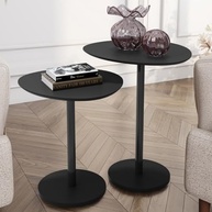 Conjunto de Mesa Lateral Vitta Haste Preta em Aço com Design Orgânico - LH Móveis - imagem 3