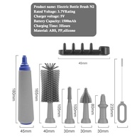 Escova de Garrafa Elétrica Recarregável com Conjunto de Escovas de Silicone - Sistema de Limpeza Automático com Suporte e Cabo Extensível - imagem 3