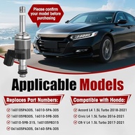 Conjunto 4 Injetores Combustível Honda Civic Accord CR-V 1.5L Turbo L4 - Alta Performance - imagem 3
