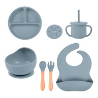 Combo Silicone Life NT-28 Azul - Conjunto Completo para Alimentação Infantil com Caneca Canudo e Babador - imagem 2