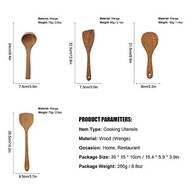 Conjunto de Utensílios de Madeira para Cozinha - 4 Peças com Espátula, Colher e Copo para Sopa Antiaderente - imagem 4