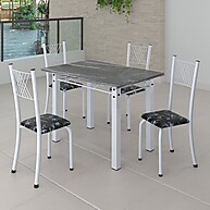 Conjunto de Jantar Mesa 100x60cm com 4 Cadeiras Branco/Preto - imagem 1