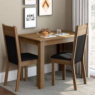 Conjunto Sala de Jantar Madesa Lola - Mesa com Tampo de Madeira e 2 Cadeiras Rustic/Preto - imagem 1