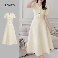 Conjunto de Saia Jacquard Lovito: Elegância Casual - imagem 1