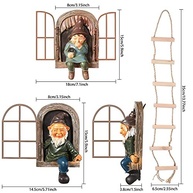 Conjunto de Estátuas de Jardim com Gnomos e Árvore Decorativa - 4 Peças em Resina para Decoração Externa - imagem 3