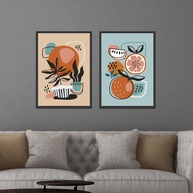 Quadros Decorativos com Moldura para Cozinha - Frutas Abstratas | Conjunto Moderno e Elegante - imagem 1