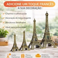 Torre Eiffel Decorativa em Metal - Conjunto com 4 Peças em Bronze Vintage, 10-22cm, Ideal para Decoração Parisiense - imagem 4