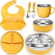 Conjunto Infantil de Pratos e Talheres em Aço Inox 304 com Sucção e Silicone Removível - Seguro e Prático - imagem 2