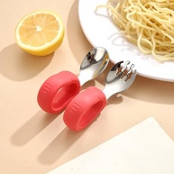 Conjunto de Talheres em Aço Inox com Alça de Silicone - 2 Peças Portáteis e Duráveis - imagem 2
