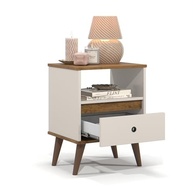 Conjunto Kit 2 Mesas de Cabeceira Moderno Ted - Design Off White e Freijo para Ambientes Elegantes - imagem 3