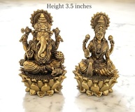 Conjunto de Estátuas de Latão Lakshmi e Ganesha - 9 cm | Decoração Espiritual e Presente Ideal para Diwali - imagem 3