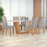 Conjunto Mesa 1,70m + 6 Cadeiras Apogeu com Vidro e Tecido Veludo - imagem 1
