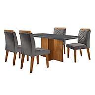 Conjunto Mesa de Jantar com Tampo de Vidro e 4 Cadeiras Ane e Bélgica - imagem 1