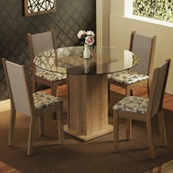 Conjunto Mesa e 4 Cadeiras Nanda Madesa com Vidro Redondo - imagem 1