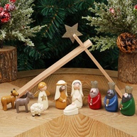 Conjunto de Presépio de Natal com 11 Estatuetas de Resina - Decoração Religiosa para Mesa e Prateleira - imagem 1