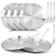 Conjunto de 6 Pratos de Aço Inoxidável 304 - 20cm | Resistentes, Seguros e Reutilizáveis para Crianças e Família - imagem 2