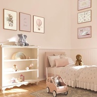 Conjunto de Arte de Parede Vintage Rosa - 6 Impressões em Tela para Berçário e Quarto Infantil com Coelho, Cisne e Flores - imagem 5