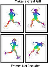 Conjunto de 4 Impressões de Arte de Parede Girl Runner 20x25cm - Design Abstrato para Corredores e Atletas - imagem 5