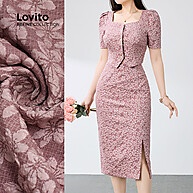 Conjunto Saia Elegante Jacquard com Botões Frontais - Lovito Refine - imagem 1