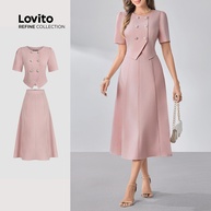Conjunto Saia Rosa Elegante Lovito Refine - imagem 1