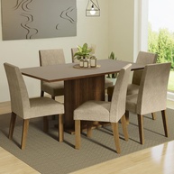 Conjunto Sala de Jantar com Mesa de Madeira e 6 Cadeiras Renata Madesa - imagem 1