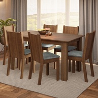 Conjunto Sala de Jantar com Mesa de Madeira e 6 Cadeiras Rustic/Silver Analu Madesa - imagem 1