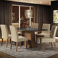 Conjunto Sala de Jantar com Mesa de Vidro e 6 Cadeiras Stéfani - imagem 1