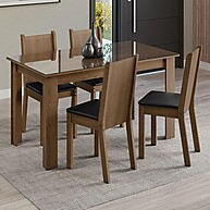 Conjunto Sala de Jantar Kiara com Mesa de Vidro e 4 Cadeiras - imagem 1