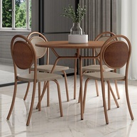 Conjunto Sala de Jantar Nolita 4 Cadeiras Freijó com Rose - imagem 1