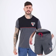 Conjunto São Paulo: Camisa e Bermuda (Preto/Cinza) - imagem 1