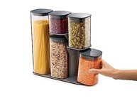 Joseph Podium - Conjunto de Armazenamento com Suporte para Alimentos Secos | 5 Peças em Plástico Cinza - imagem 2