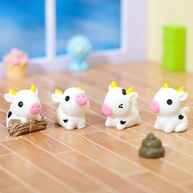 Conjunto de 4 Mini Estatuetas de Vaca Fofas - Decoração Encantadora para Casa e Escritório - imagem 5