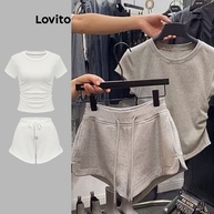 Conjuntos Lovito: Shorts e Calças Casuais Femininas - imagem 1