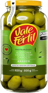 Vale Fértil Azeitona Verde Em Conserva Com Caroço Vidro 500G - imagem 1