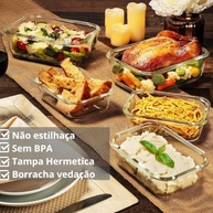 Kit 2 Potes de Vidro Retangular Hermético 1040ML - Conservação e Organização na Cozinha - imagem 5