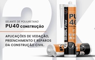 Selante Adesivo Poliuretano PU 40 Construção 380g Preto: Fixação Profissional e Duradoura - imagem 4